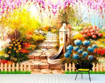 Фотошторы \"Ступеньки в саду\" сатен, 290х265 см JoyArty 3732970 купить в  интернет-магазине Wildberries