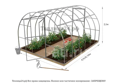 Теплица из поликарбоната СПР \"Богатырь-Люкс\" 10 метров (шаг дуги 0.5 метра)