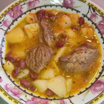 Тушёная картошка с мясом и фасолью - рецепт автора Гульнар Кадырова-Шайхиева