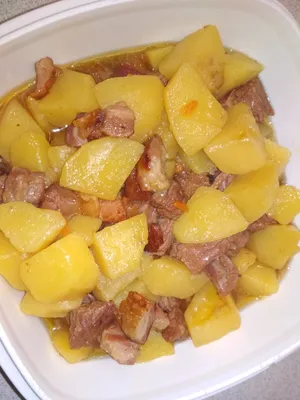Тушеная картошка с ребрышками, пошаговый рецепт с фото