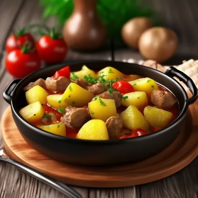 Тушеная картошка с мясом