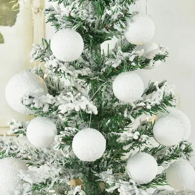 Белые Рождественские шары, украшение для елки, ударопрочный  пенополиэтиленовый елочный орнамент, Рождественский Снежный шар,  Рождественское украшение 2023 | AliExpress