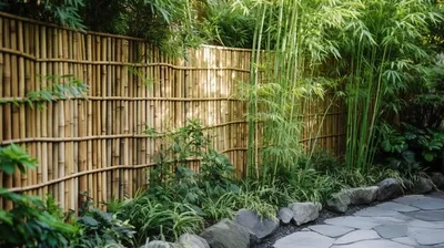 Фото с повторяющимся ритмом, забор из бамбука, привязанный к веревке  Стоковое Изображение - изображение насчитывающей китайско, фото: 156694319