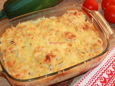 Запеканка с куриным филе, овощами и картофельным пюре