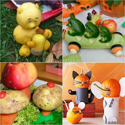 Поросенок из яблока и морковки: поделки из овощей и фруктов для детей