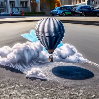 3d граффити на асфальте, провал, …» — создано в Шедевруме