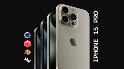 Apple iPhone 15 Pro Titanium - 4 Colors - HQ 3D Model - Blender Market