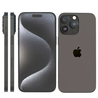 Apple iPhone 15 Pro Black Titanium 3D Model in Phone and Cell Phone 3DExport
