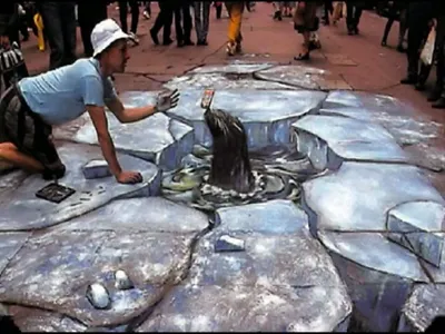 3D рисунки на асфальте - 3D рисунки на асфальте на Sibnet