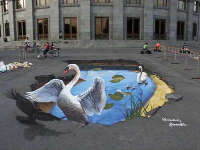 Стрит арт, 3D рисунок, на асфальте…» — создано в Шедевруме
