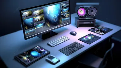 3d рендеринг портфолио компьютера цифрового фотографа на рабочем столе,  графический планшет, компьютерная графика, компьютер 3д фон картинки и Фото  для бесплатной загрузки