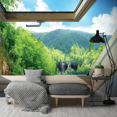 Обои виниловые / фотообои 3d на стену флизелиновые, Природа, долина,горы и  водопады 3д, 400*270 см - купить по выгодной цене в интернет-магазине OZON  (454740257)