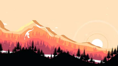 Обои горы, закат, арт, вектор, пейзаж картинки на рабочий стол, фото  скачать бесплатно