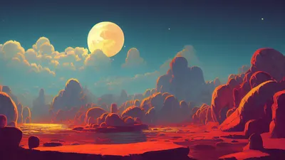 AI Art, Солнце, Облака, Горы, Арт, AI Art (2304x1536) - обои для рабочего  стола