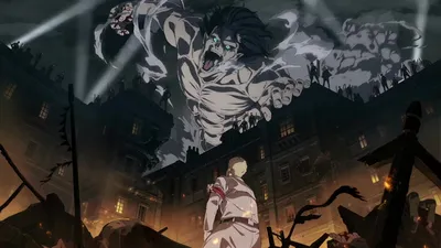Скачать обои атака титанов, Attack on Titan, небо, дома, ступени, Микаса,  раздел аниме в разрешении 1920x1080