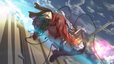 Обои на рабочий стол Леви Райвель / Levi Rivaille во время сражения из  аниме Shingeki no Kyojin / Атака Титанов / Вторжение гигантов, обои для рабочего  стола, скачать обои, обои бесплатно