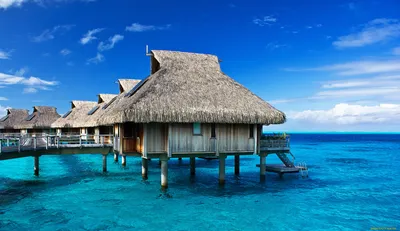 Обои Hilton Bora Bora Nui Природа Тропики, обои для рабочего стола,  фотографии hilton bora bora nui, природа, тропики, бунгало, лагуна, океан  Обои для рабочего стола, скачать обои картинки заставки на рабочий стол.