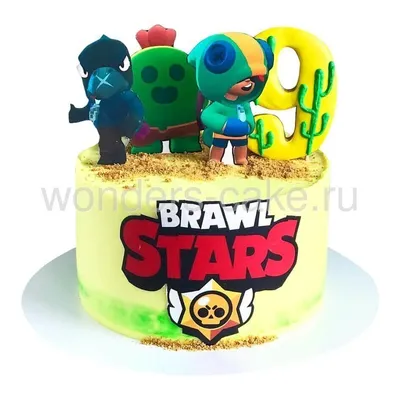 Торт с персонажами игры Brawl Stars Леон и Спайк
