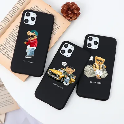 Модный брендовый чехол для телефона с медведем, животным для iPhone 11 Pro  12 13 XS MAX XR 7 SE20 X 6 8 Plus, милый мультяшный Мягкий силиконовый  чехол, чехлы | AliExpress