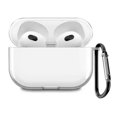 Прозрачный силиконовый чехол на Apple AirPods 3 (Аирподс 3) с карабином -  купить с доставкой по выгодным ценам в интернет-магазине OZON (818348675)