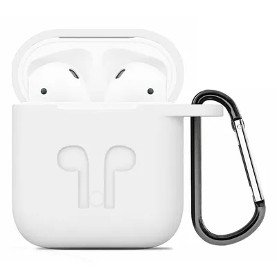 Силиконовый чехол для Apple AirPods 1/2 (с карабином, белый) (id 57466315),  купить в Казахстане, цена на Satu.kz