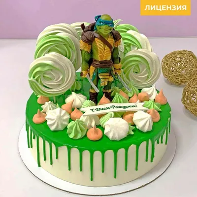 Торт черепашки ниндзя с фигурками героев