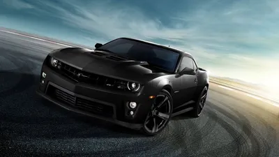 Обои на рабочий стол Черный Chevrolet Camaro во время дрифта, обои для рабочего  стола, скачать обои, обои бесплатно
