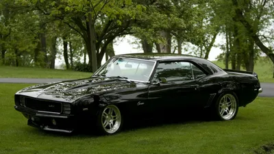 Картинка красивый Chevrolet Camaro SS на коричневом фоне обои на рабочий  стол