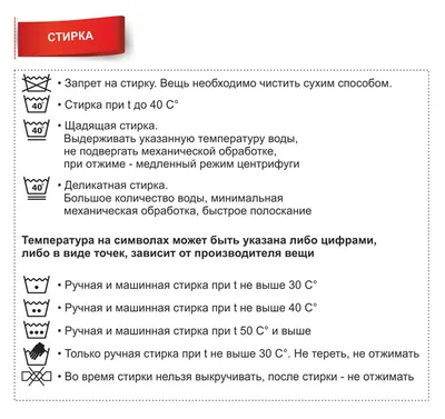 Как правильно читать значки по уходу за изделием. Схемы знаков для стирки,  отжима, сушки, глажки, отбеливания, чистки одежды.