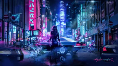 Картинка киберпанк 2077 3д Игры Улица автомобиль 2560x1440