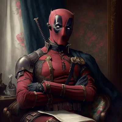Deadpool с мечом и автоматом на белом фоне — Авы и картинки