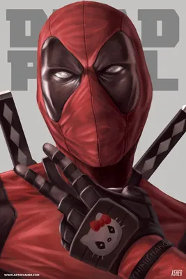 Deadpool с логотипом Hello Kitty на перчатке. | Картинка на аву