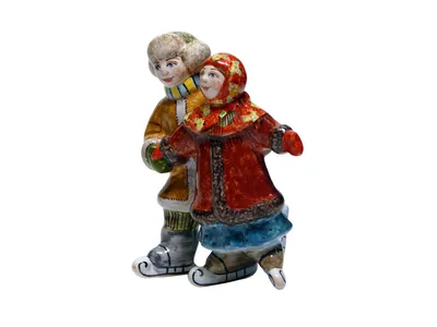 Дети на коньках * / Ярославская майолика. Коллекция майолики. Тут можно  купить майолику. / Елочные игрушки / Магазин Подарков