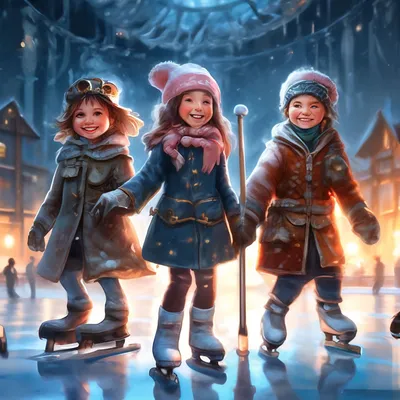 ТМ Праздник Новогодний плакат Дети на коньках, школа, детский сад, 2 шт