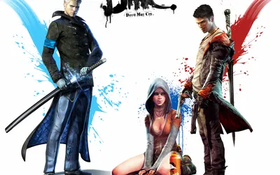 Картинка на рабочий стол devil may cry 5, dmc, kat, dante, меч, пистолеты,  vergil, верлигий 2560 x 1600