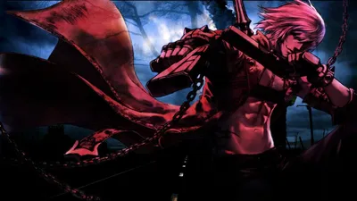 Обои на рабочий стол Dante / Данте из игры Devil May Cry с пистолетом в  цепях на фоне сумеречного леса, обои для рабочего стола, скачать обои, обои  бесплатно