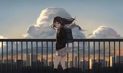 Иллюстрация Девушка на крыше в стиле 2d | Illustrators.ru
