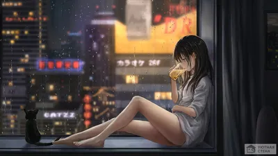 Девушка на подоконнике, HDR, CGI, 3…» — создано в Шедевруме