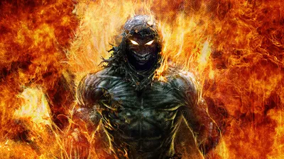 Обои на рабочий стол Монстр в пламени, Disturbed — метал-группа,  исполняющая музыку в стиле AlternativeNu Metal, картинка к студийному  альбому, обои для рабочего стола, скачать обои, обои бесплатно