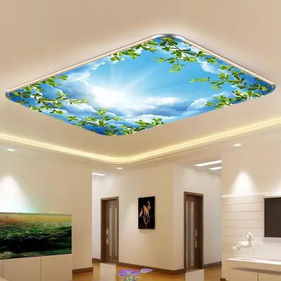 Фотообои на потолок НЕБО СОЛНЦЕ ОБЛАКА РАСТЕНИЯ купить - 3d-linker.ru