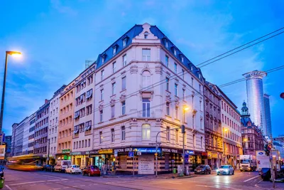 Фотографии Франкфурт-на-Майне Германия Мосты Реки Вечер Здания