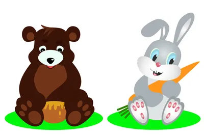 Иллюстрация детские картинки - медведь и заяц | Illustrators.ru