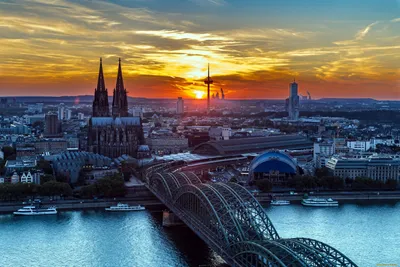 Обои Города Кельн (Германия), обои для рабочего стола, фотографии города,  кельн , германия, мост, собор, река, закат Обои для рабочего стола, скачать  обои картинки заставки на рабочий стол.