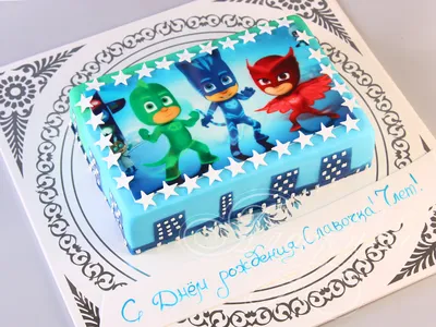 Съедобная Вафельная сахарная картинка на торт Герои в масках PJ Masks 012.  Вафельная, Сахарная бумага, Для меренги, Шокотрансферная бумага.