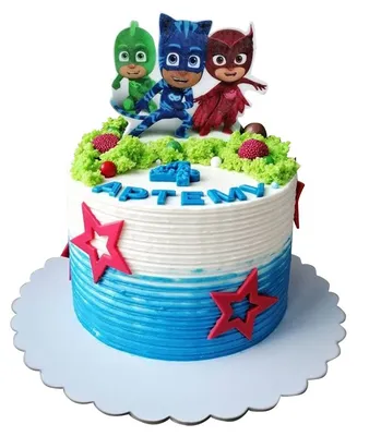 Картинка для торта Герои в масках \"PJ Masks\" - PT101660 печать на сахарной  пищевой бумаге