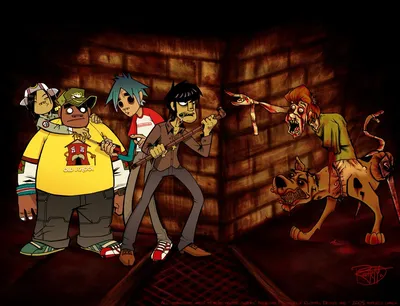 Персонаж 2-D Дней Демона Gorillaz, лапша, стикер, мультфильм, вымышленный  персонаж png | PNGWing