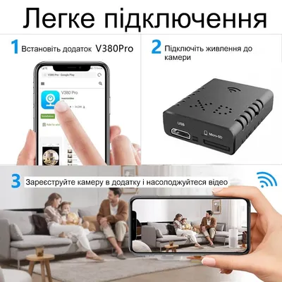 Мини Камера Wifi Nectronix XD WIFI, Запись Видео HD 1280х720, SD до 128 Гб,  Приложение V380PRO — в Категории \"Камеры Видеонаблюдения\" на Bigl.ua  (1981840885)