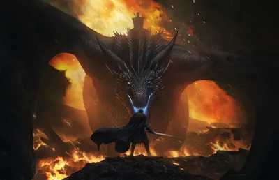 Обои на рабочий стол Герои сериала Game Of Trones / Игра Престолов в  заснеженном лесу смотрят на падшего дракона, by Bruce Zhang, обои для рабочего  стола, скачать обои, обои бесплатно
