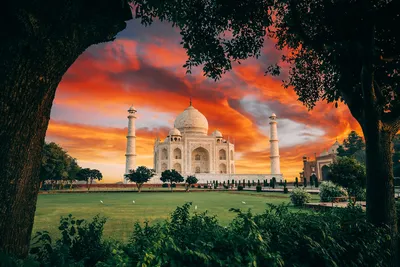 Обои на рабочий стол Вид наTaj Mahal, India / Тадж-Махал, Индия, by Jacob  Riglin, обои для рабочего стола, скачать обои, обои бесплатно