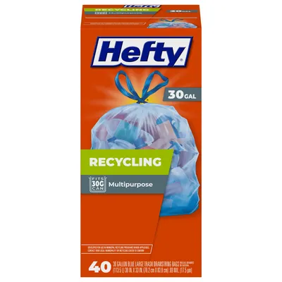 Hefty Recycling Trash Bags, Blue, 30 Gallon, 40 Count - Walmart.com